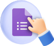 hand clicking on a purple document icon