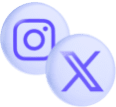 instagram and X logos in purple icon