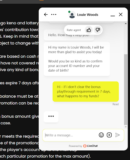 Vegas Aces Casino Chat Customer Support 1