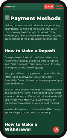 Casino Mate Banking Mobile